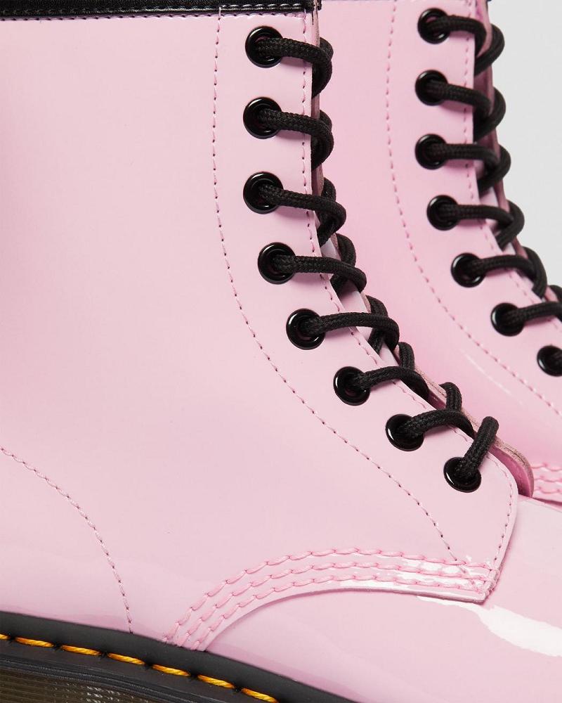 Pink Women's Dr Martens 1460 Patent Leather Lace Up Boots | CA 194QMA